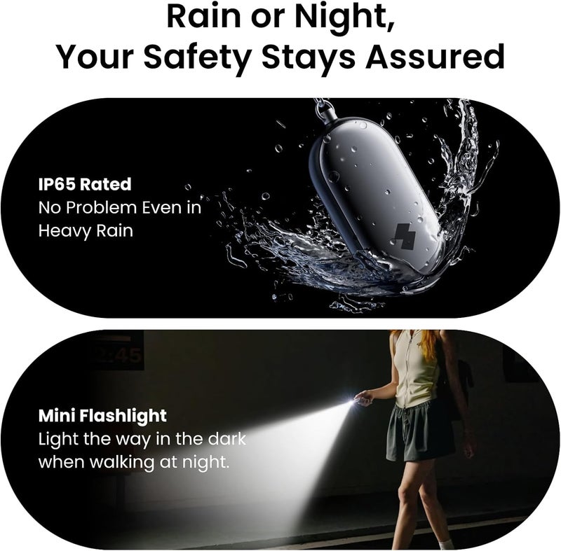 SwitchBot 130 dB Personal Safety Alarm for Women with Extra-Loud Siren & Strobe Light, Waterproof Self-Defense Keychain with Positioning & Notification for Women, College Girls, and Kids (Blue) - Image 5